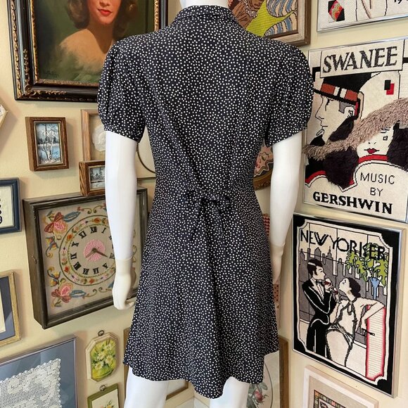 90s Vintage Styleworks Black & White Polka Dot Button-Front Dress Size M - Picture 4 of 4